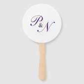 Elegant Royal Paars Monogram Wedding Programme Handwaaier (Voorkant)