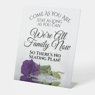 Elegant Royal Paars Roos Open Seating Wedding Reclamebord Met Voetstuk