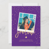 Elegant Royal Paarse Afstuderen Foto Afstuderen Aankondiging (Voorkant)