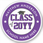 Elegant Royal Paarse Klasse van 2024 Afstuderen Sticker (Voorkant)