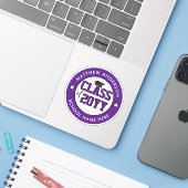Elegant Royal Paarse Klasse van 2024 Afstuderen Sticker (Laptop met iPhone)