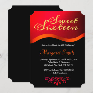 Élégant Royal Red Sweet 16 Invitation de fête