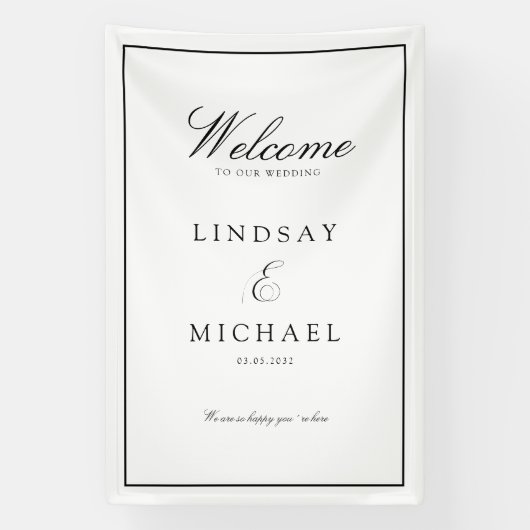 Elegant Royal White & Black Wedding Spandoek (Verticaal)