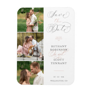 Elegant Roze 3 Foto's Verfijnd huwelijk Magneet