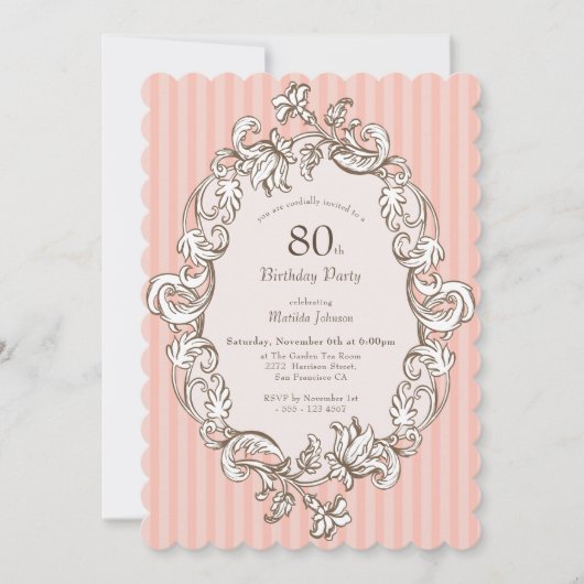 Elegant Roze 80ste verjaardagsfeestje Kaart (Voorkant)
