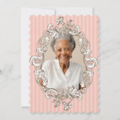 Elegant roze 90ste verjaardagsfeestje kaart (Achterkant)