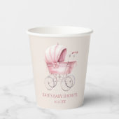 Elegant Roze  Baby Carriage Baby shower Papieren Bekers (Achterkant)