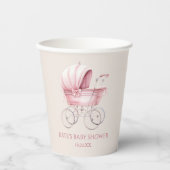 Elegant Roze  Baby Carriage Baby shower Papieren Bekers (Voorkant)