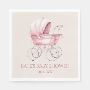 Elegant Roze  Baby Carriage Baby shower Servet