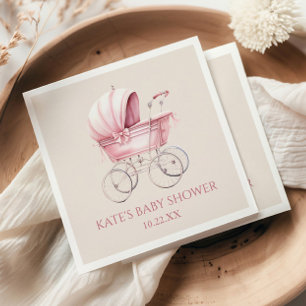 Elegant Roze Baby Carriage Baby shower Servet