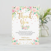 Elegant roze Baby shower Hartelijk dank Kaart (Staand voorkant)