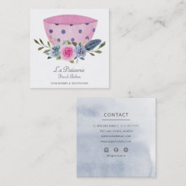 Elegant roze bakkerij voor de bakkerij van het bru vierkante visitekaartje