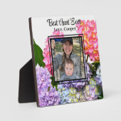 Elegant roze blauw geel groen bloemenhortensia's fotoplaat (Voorkant)