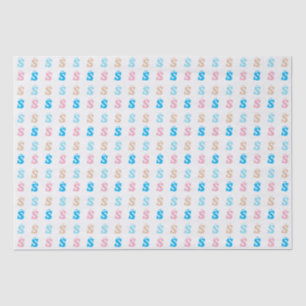 Elegant Roze Blauw Monogrammed Fun Letter Patroon Tissuepapier