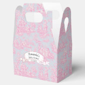 Elegant  roze blauw toile de jouy monogram bedankdoosjes (Geopend)