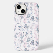 Elegant roze blauw vlinderbloemig Hoesje- Case-Mate iPhone Case (Achterkant)