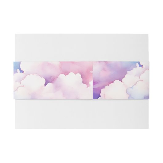 Elegant Roze Blauw Wit Wolken Monogram Bruiloft Uitnodigingen Wikkel (Achterkant Voorbeeld)