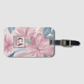 Elegant roze blauw zilver groen glitter monogram bagagelabel (Voorkant (horizontaal))