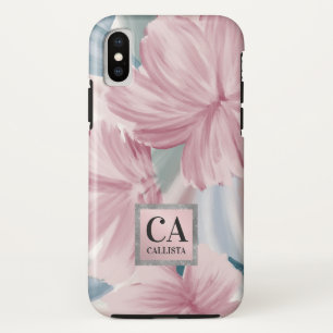 Elegant roze blauw zilver groen glitter monogram iPhone x hoesje