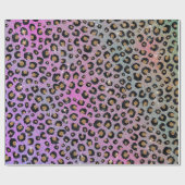 Elegant roze blauwe glitter zwarte luipaard afdruk cadeaupapier (Vlak)