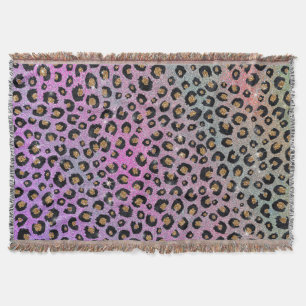 Elegant roze blauwe glitter zwarte luipaard afdruk deken