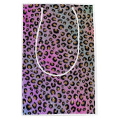 Elegant roze blauwe glitter zwarte luipaard afdruk medium cadeauzakje (Voorkant)