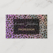 Elegant roze blauwe glitter zwarte luipaard afdruk visitekaartje (Voorkant)