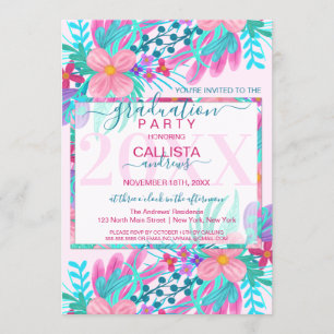 Elegant roze Blauwgroen beschilderd bloemenblad Af Kaart