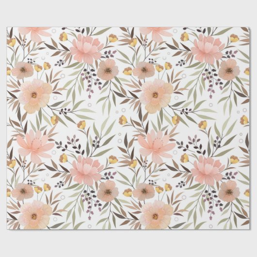 Elegant roze bleekflesje botanische patronen wrapp cadeaupapier (Vlak)