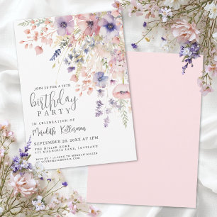 Elegant Roze Bloem 50e Verjaardagsfeest Kaart