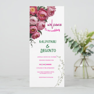 Elegant Roze Bloem Bruiloft Welkom Bord