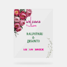 Elegant roze bloem bruiloft welkom bord