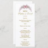Elegant Roze Bloem Gouden Lijst Huwelijksmenu Menu (Voorkant / Achterkant)