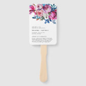 Elegant Roze Bloem Moderne Trouwprogramma Handwaaier (Voorkant)