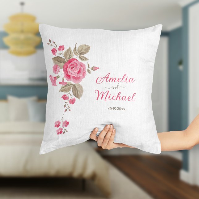 Elegant Roze Bloem Namen Sierkussen (Creator heeft geüpload)
