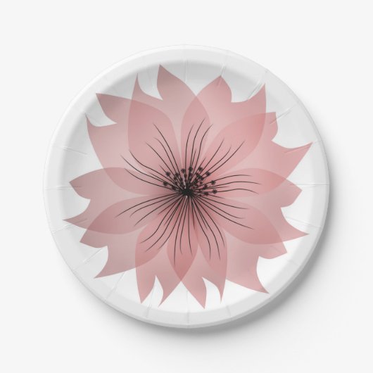 Elegant roze bloem papieren bordje (Voorkant)