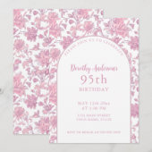 Elegant Roze Bloemen 95ste Verjaardagsfeest Kaart (Voorkant / Achterkant)