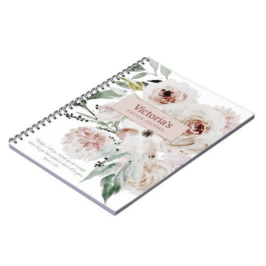 Elegant roze bloemen aangepaste gebed tijdschrift notitieboek (Linkerzijde)