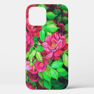Elegant roze bloemen acrylwerk iPhone 12 pro hoesje
