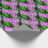 Elegant roze bloemen boho groen cadeaupapier (Hoek)