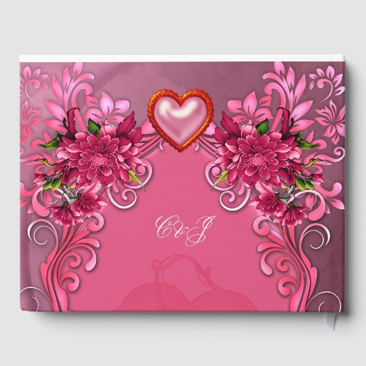 Elegant roze bloemen gastenboek (Achterkant)