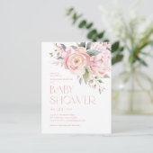 Elegant roze bloemen groen tuin Baby shower Briefkaart (Staand voorkant)