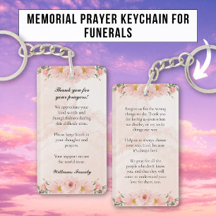 Elegant Roze Bloemen Memorial Gebed Sleutelhanger