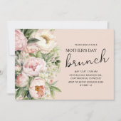 Elegant Roze Bloemen Moederdag Brunch Kaart (Voorkant)
