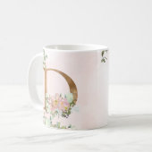 Elegant Roze Bloemen Monogram D Koffie Mok (Voorkant links)