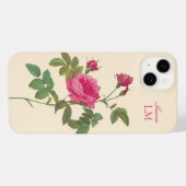 Elegant  Roze Bloemen Monogram iPhone Hoesje (Achterkant horizontaal)