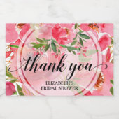 Elegant roze bloemen Vrijgezellenfeest Mini Sparkling Wijnetiket (Enkel label)