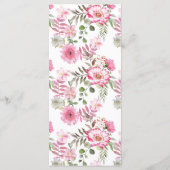 Elegant Roze Bloemen Waterverf Bruiloft Menu Kaart (Achterkant)