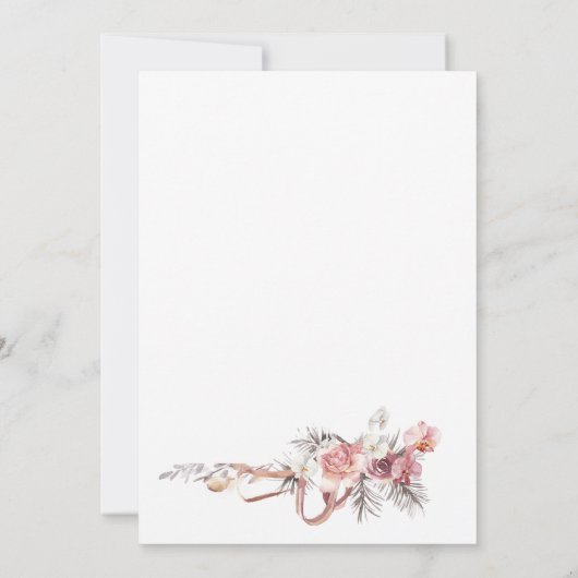 Elegant roze bloemen Weddenschap Kaart (Achterkant)