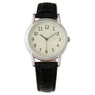 Elegant roze bloemenpatroon gele achtergrond horloge